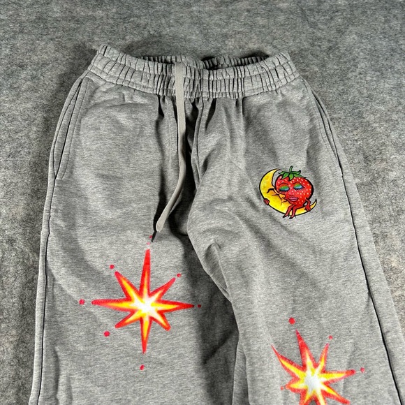 Sky High Farm Sweatpants Mens Small Grey Firework Cozy Drawstring Streetwear Art - Picture 2 of 7